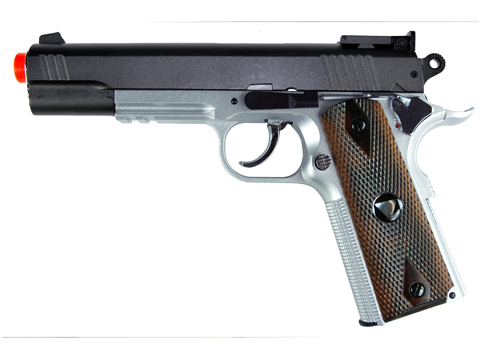 TSD Sports M1911-Tac Spring Power Airsoft Pistol (2-Tone w/ Wood Grips)