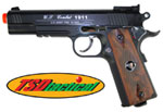 Metal CO2 Blowback Airsoft Pistol (M1911) TSD Tactical 601 (450+ FPS) Black/Wood
