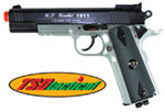 Metal CO2 Blowback Airsoft Pistol (M1911) TSD Tactical 601 (450+ FPS) Black/Silver/Black