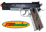 Metal CO2 Blowback Airsoft Pistol (M1911) TSD Tactical 601 (450+ FPS) Black/Silver/Wood